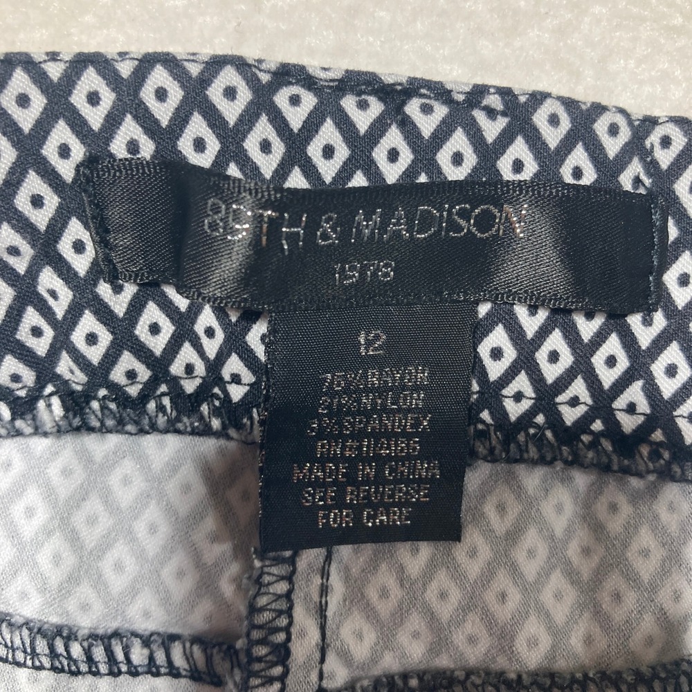 Beth & Madison Black & White Diamond Print Career Pants Size 12 - Picture 2 of 12